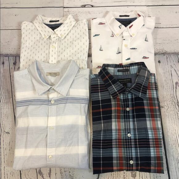 Banana Republic summer short sleeve shirt bundle of 4 All size large - Picture 1 of 12